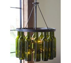 Wine bottle chandelier